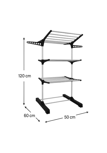 3 Katlı Çocuk Çamaşır Kurutma Askısı Siyah