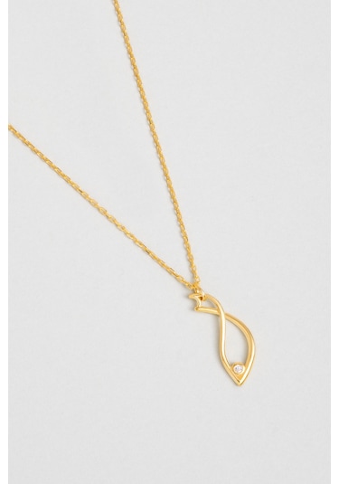 So Chic Mistik Balık 18 Ayar Sarı Altın Kaplama 45 Cm Gümüş Kolye Sarı