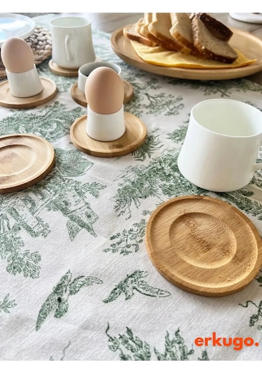 6 Adet Yuvarlak Bambu Altlık, Bardak Altlığı, Fincan Tabağı, Çay Tabağı Bambu