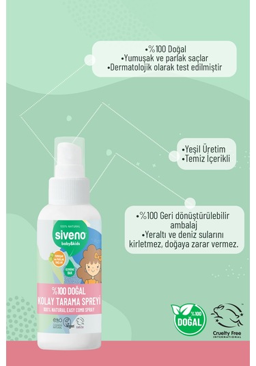 Siveno Doğal Kolay Tarama Spreyi Çocuklar İçin Nemlendirici Hindistan Cevizi Yağlı 100 Ml
