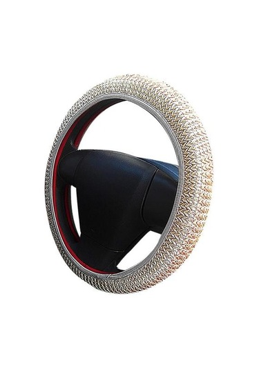 Bej Kahve Yaz Buz İpek Araba Nefes Alabilir Kaymaz Direksiyon Simidi Kılıfı Koruyucu