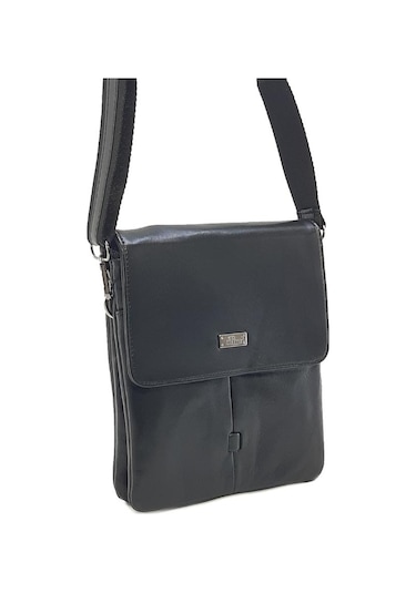 Hakiki Deri Taba Renk Erkek Postacı Çantası %100 Kuzu Derisi Siyah