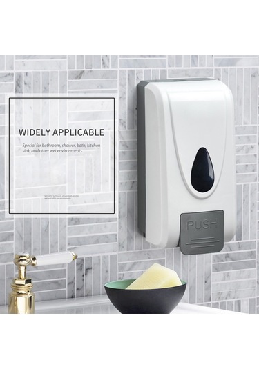 Hombey Duvar Tipi 1000ml Köpük Sabun Dağıtıcı, Manuel Basma, Sızıntısız Tasarım, Duvar Montajlı, Büyük Kapasite, Modern Stil Beyaz - Gri