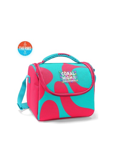 Coral High Thermo Beslenme Çantası - Kız Çocuk, Kırmızı Turkuaz Renkli Çizgili Kırmızı - Turkuaz