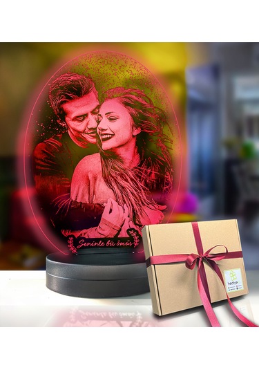 Kişiye Özel Oval Fotoğraflı 3d Model Led Gece Lamba