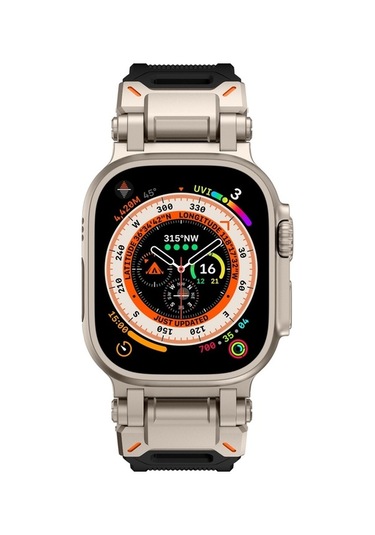 Novahub İos Watch Uyumlu Serisi 6 44mm Explorer Tpu Saat Bantı Titanyum Siyah, Kırmızı Renkli Modeliyle/i