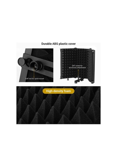 Fortunelane Taşınabilir Katlanabilir Mikrofon Kalkanı - 3 Panelli, Gürültü Bariyeri