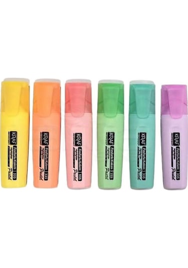 Kraf 335 Pastel Fosforlu Kalem Seti 6 Renk Çok Renkli