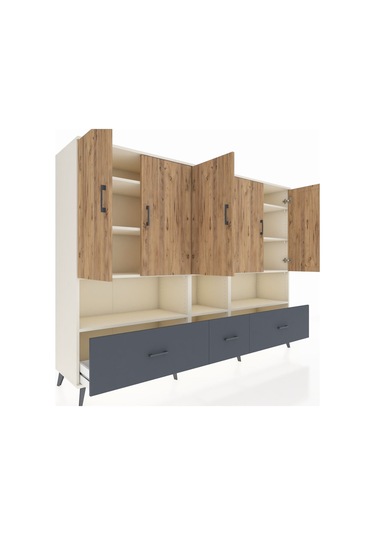 Hyperion Dolap 12 Raflı 3 Çekmeceli 5 Kapaklı 220x44x163 Aytaşı-ç Aytaşı-çam/antrasit