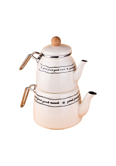 Mood Emaye Çaydanlık Takımı Krem