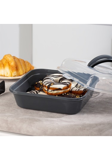 Porsima 1096 Pasta Kek Börek Kabı Kilitli Saklama Kabı Antrasit