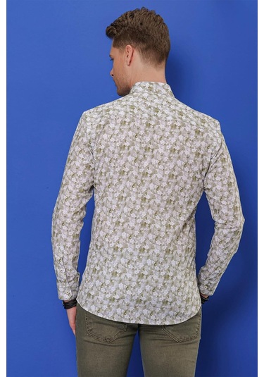 G 1542 Slim Fit Haki Klasik Gömlek Haki