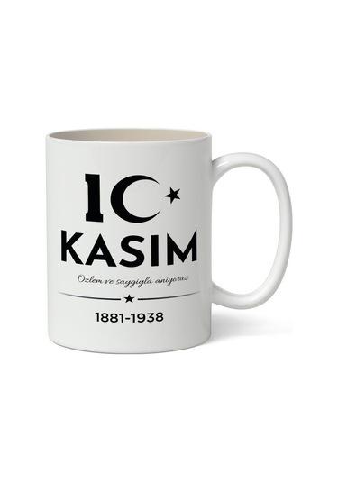 10 Kasım Mustafa Kemal Atatürk Tasarımlı Kupa Bardak Baskılı Kahve Kupa Bardak Model 4