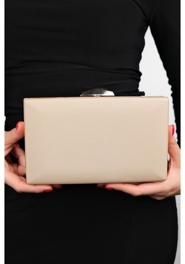 Luvishoes Dallas Koyu Bej Saten Kadın Abiye Çanta Koyu Bej