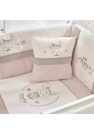 Meltem Kids Mondo Sallanır Ahşap Anne Yanı Beşik 60x120 CM ( Beyaz- Pretty) Pembe