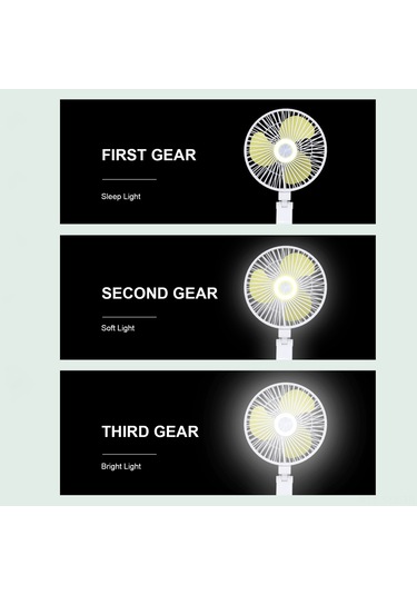 Symbee Beyaz 5200mah Usb Şarjlı Katlanabilir Led Lamba Fanı, 3 Hızlı Rüzgar, Telefon Tutucu, Dikey-yatay Dönebilen Ev/seyahat Fani