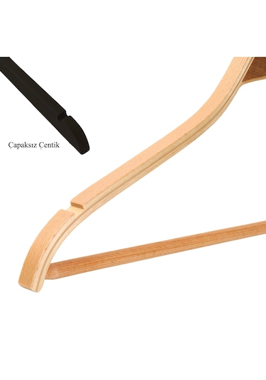 Nyn Ahşap Askı 8061 Barlı Gömlek Pantolon Askısı Naturel Renk 8 Adet