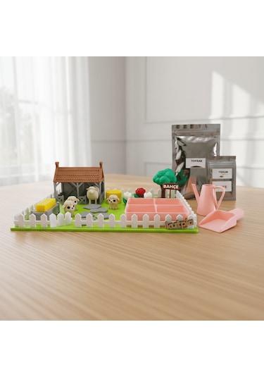 Kutpia Mini Bahçe Çocuk Oyun Ve Eğitim Seti 25x19cm - Sevimli Kediler Pembe
