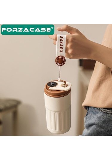 Forzacase Paslanmaz Çelik Termometreli 450 Ml Çay Kahve Termosu - Fc944 Yeşil Yeşil