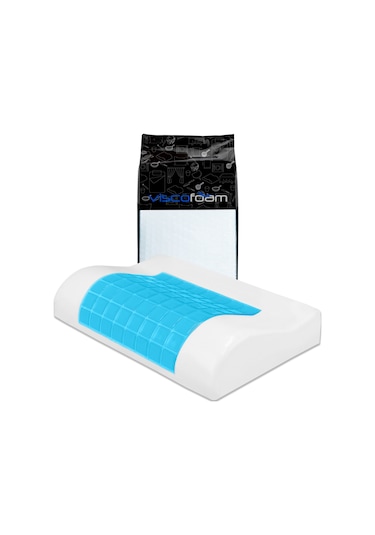 Viscofoam Terletmeyen Boyun Destekli Ortopedik Yastık Jelli Visco Yastık - 47x30x10-8cm