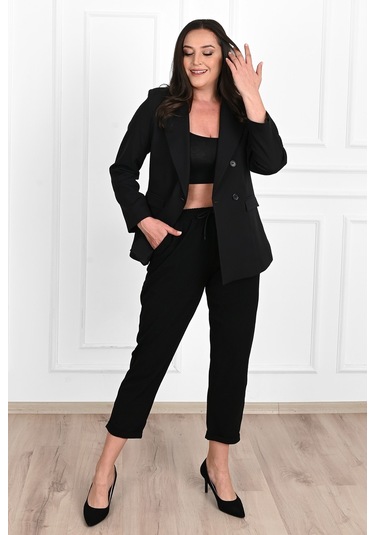 Kadın Astarlı Büyük Beden Blazer Ceket 0101-1 001