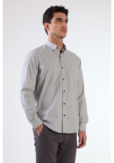 Siyah Çizgili Uzun Kol Regular Fit Erkek Gömlek Siyah