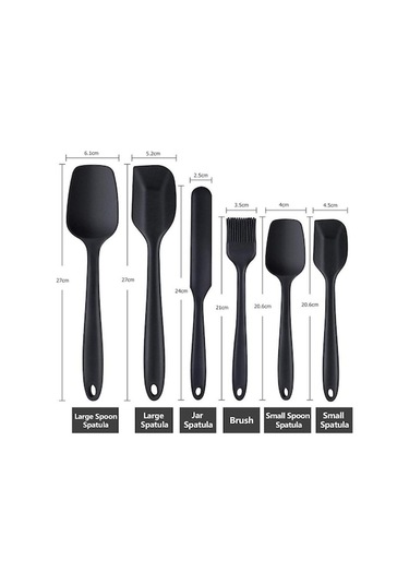 Novahub Siyah 6 Adet Silikon Spatula Seti Yapışmaz Krem Spatula Pişirme Pişirme Karıştırma Pişirme Pasta Araçları Hmm Siyah