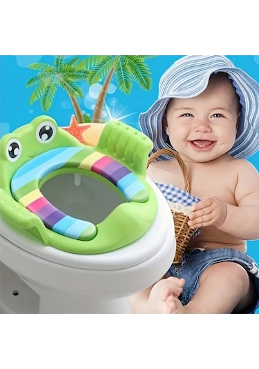 Sunshine011 Pembe Kurbağa Desenli Seyahat Çocuk Tuvalet Eğitim Koltuğu, Kolay Temizlenir Pembe