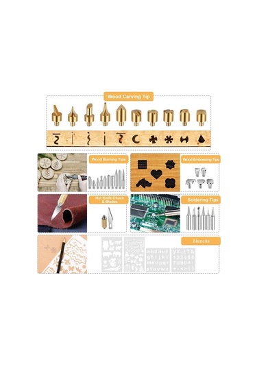 Havya Kiti, 61 Adet Lcd Ekran Ayarlanabilir Sıcaklık Kaynak Aracı 60 W Ahşap Yakma Pirografi Kalem Seti, Abd Plug