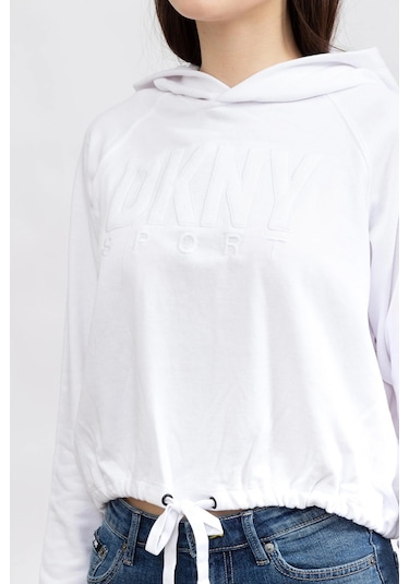 Terry Kadın Kapüşonlu Sweatshirt Beyaz