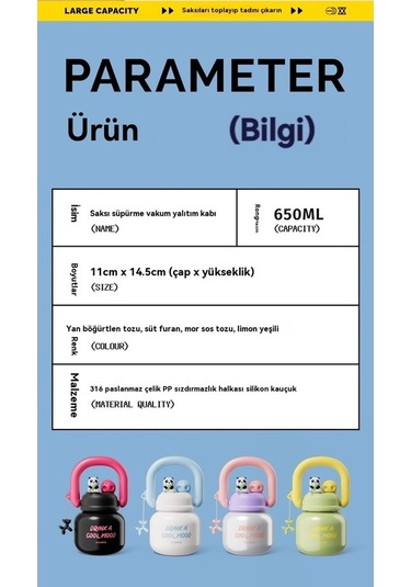 Maoyaya Sevimli Ve Taşın Çiftçecek Büyük Göbek Termos Fincan Beyaz Beyaz