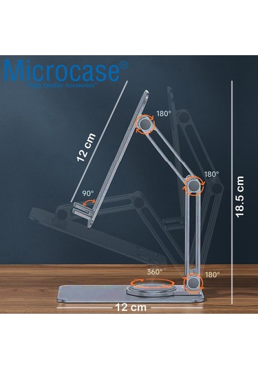 Microcase AL3758 360 Döner Uzayabilir Masaüstü Telefon Tablet Stand Metal
