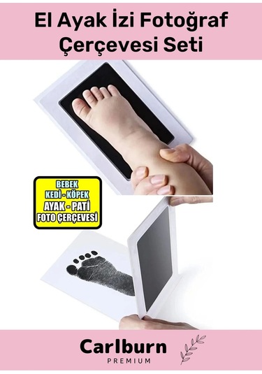 Carlburn Anılarınızı Ölümsezleştirin Kimyasal İçermeyen 2 Kez Kullanımlık El Ayak İzi Fotoğraf Çerçevesi Çok Renkli