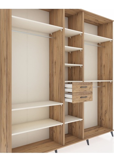 Hyperion Dolap 10 Raflı 2 Çekmeceli 3 Askılı 220x44x243 Çam-aytaşı/çam Aytası/atlas Çam