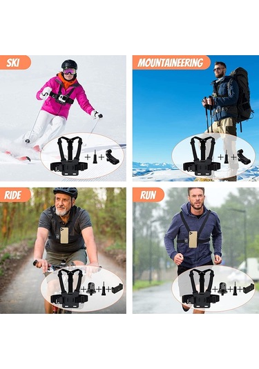 20-in-1 Gopro Eylem Kamera Aksesuarları Kiti Açık Spor Göğüs Bilek Kayışı Kafa Bandı Tripod Bağlama Aparatı Parça Seti