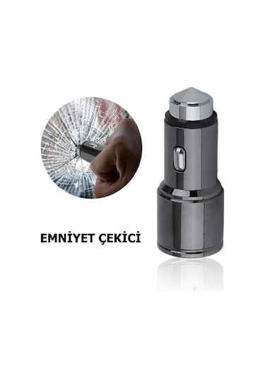 Metal Araç Çakmaklık Şarj Aleti Çift Usb Hızlı Şarj 2.4A 12-24V