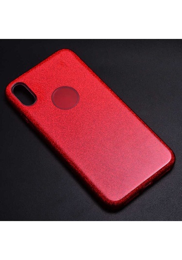 Apple Uyumlu iPhone Xs Max 6.5 Kılıf Zore Shining Silikon Kırmızı