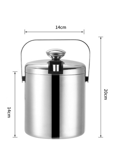Homyl 1,3 L Buz Kovası + Maşa Ve Kapak Yalıtımlı Çift Gümüş