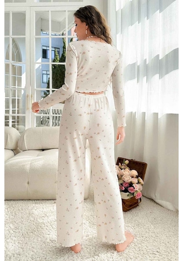 Merry See Özel Örme Kumaş Baskılı Uzun Kollu Pijama Takımı 001