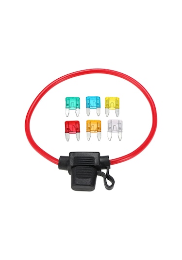 Moveevo Mini Sigorta Tutucu Su Geçirmez + 6 Adet Sigorta 5-30a 12v 20awg Tel 300mm Sı-a0647 20