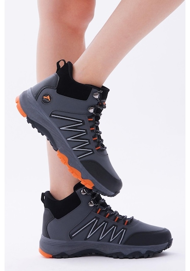 Rahat Kalıp Kalın Taban Zigzag Desenli Bağcıklı Unisex Füme Oranj Bot Tbals005 Füme Oranj