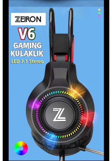 Zeiron V6 Siyah Usb 7.1 Stereo Profesyonel Mikrofonlu Surround Gaming Rgb Kulaküstü Oyuncu Kulaklığı