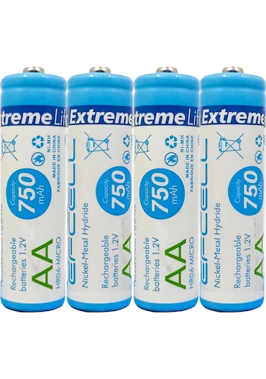 ŞARJLI PİL AA KALEM 750MAH (4 ADET) Nİ-MH EFCELL HR-06