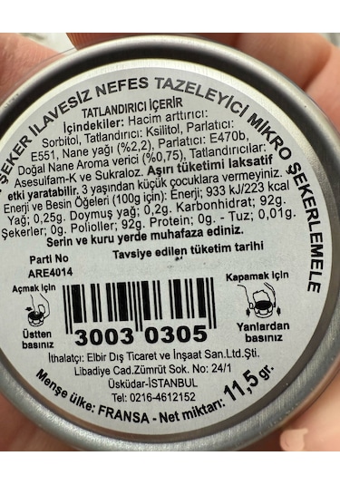 Areka Mint Şeker 12 x 11.5 G