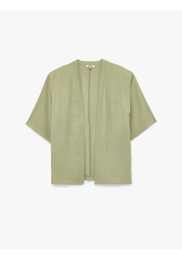 Koton Kısa Geniş Kollu Viskon Kimono Haki 6sak50021pw Haki