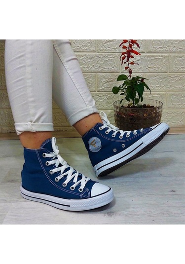 Fiyra 555 Kot Mavi Uzun Unisex Sneaker Keten Spor Ayakkabı 001