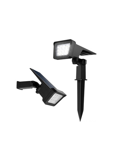 Qingmipy "12 Led Güneş Enerjili Bahçe Aydınlatma Spotu - Su Geçirmez, Ayarlanabilir Açılı, Otomatik Açma/kapama" Siyah