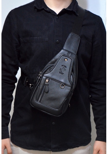 Erkek Siyah Çapraz Askılı Gögüs Ve Omuz Çantası Çapraz Çanta Siyah