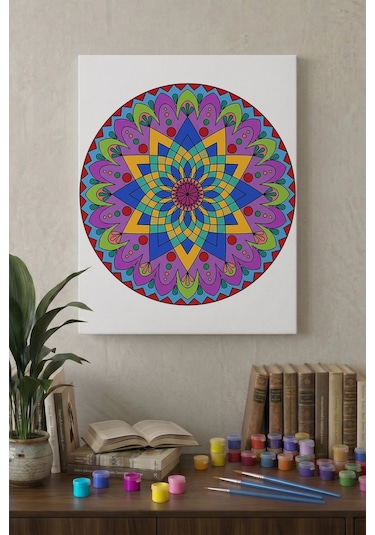 Çiçek Mandala Ahşap Boyama Seti 40x50 Cm