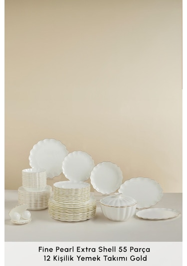 Karaca  Fine Pearl Extra Shell 58 Parça 12 Kişilik Yemek Takımı Gold
